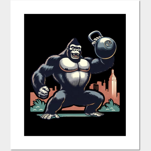 KingKong Kettlebell vintage Tshrit Wall Art by Pastew Stdio